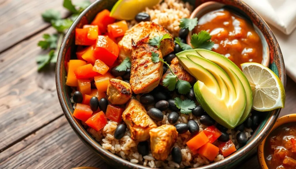 black bean chicken burrito bowls