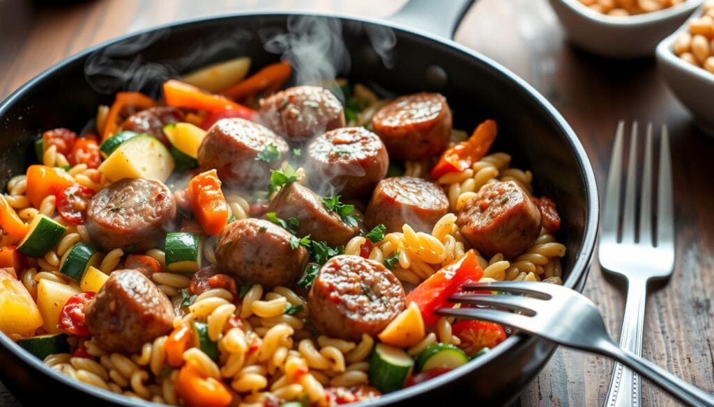 one pan sausage and veggie orzo