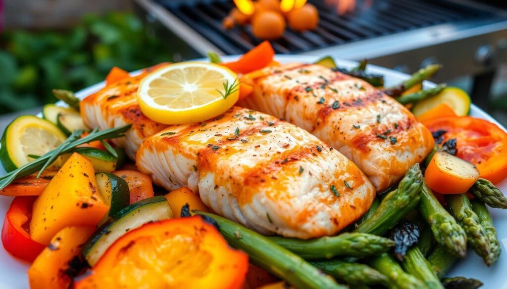 Low-Sodium Grilled Salmon and Vegetables