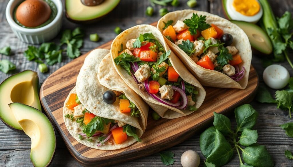 Healthy breakfast wraps