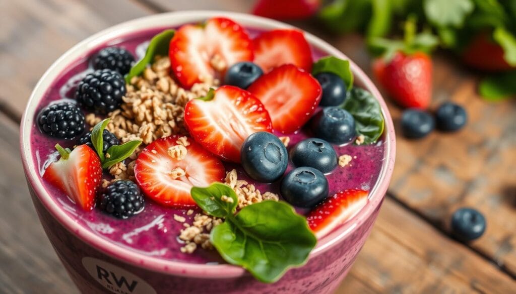 berry spinach protein bowl